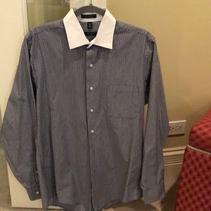 Men’s striped dress shirt.